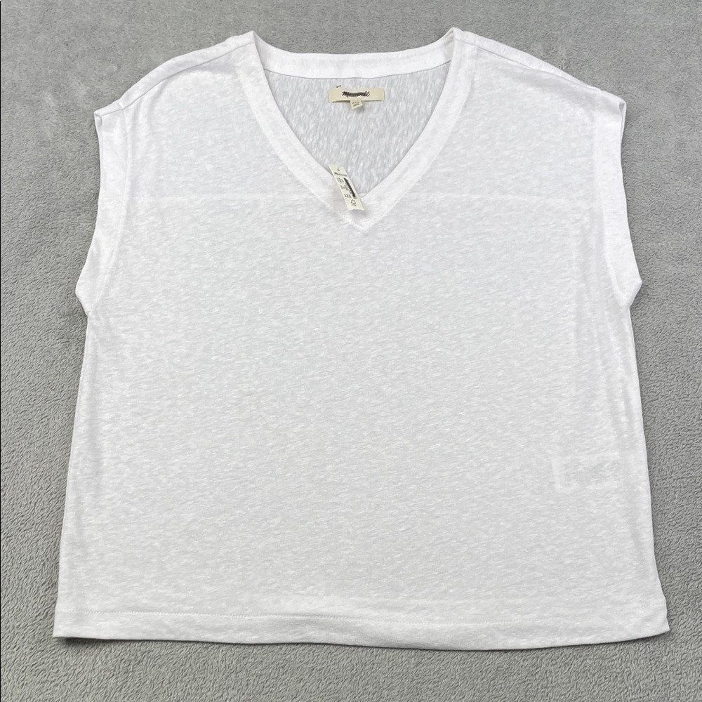 NEW Madewell XXS Linen Blend Sleeveless White V-Neck Women's‎ Top